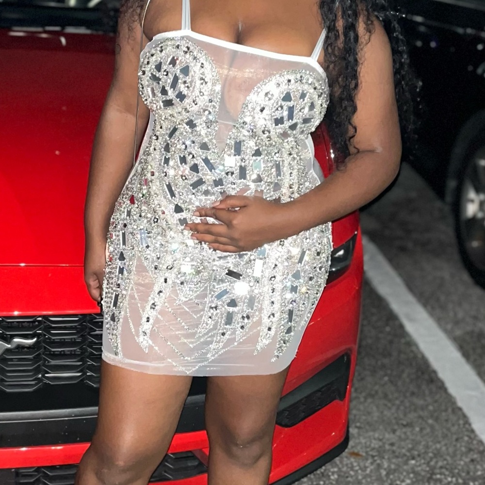 SILVER AND WHITE DRESS